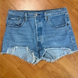 Levi's Blue Distressed Cutoff Jean Shorts